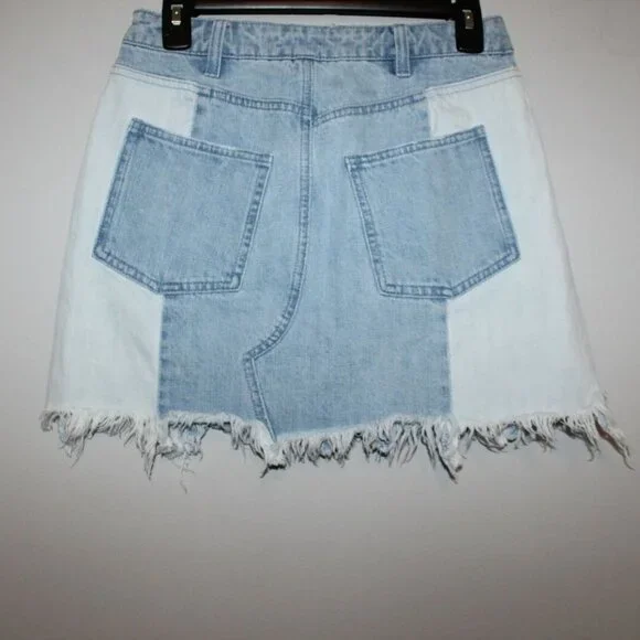 ✨2/$20 Free People Colorblock Denim Jean Mini Skirt Women's Size 6 H10333 - Picture 6 of 9